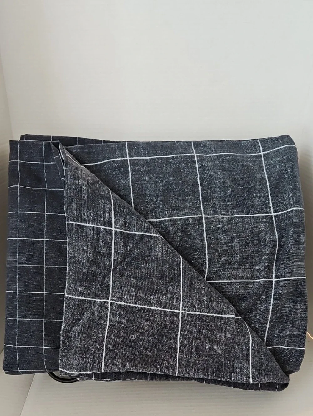 Kenneth Cole Charcoal Gray Holden Grid Reversible Cotton Twin Duvet Cover